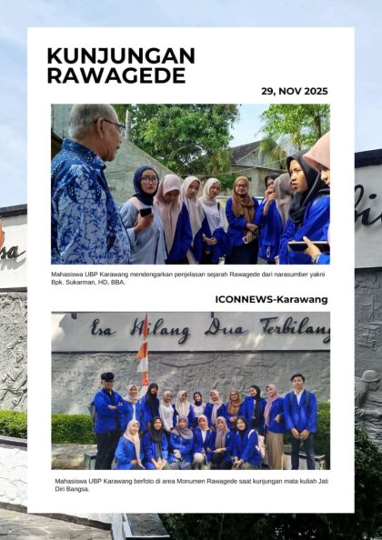 Mahasiswa UBP Karawang berkunjung ke Monumen Rawagede dan menerima penjelasan sejarah langsung dari narasumber setempat.
