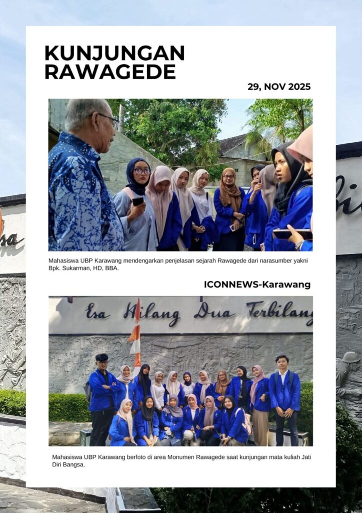 Mahasiswa UBP Karawang berkunjung ke Monumen Rawagede dan menerima penjelasan sejarah langsung dari narasumber setempat.